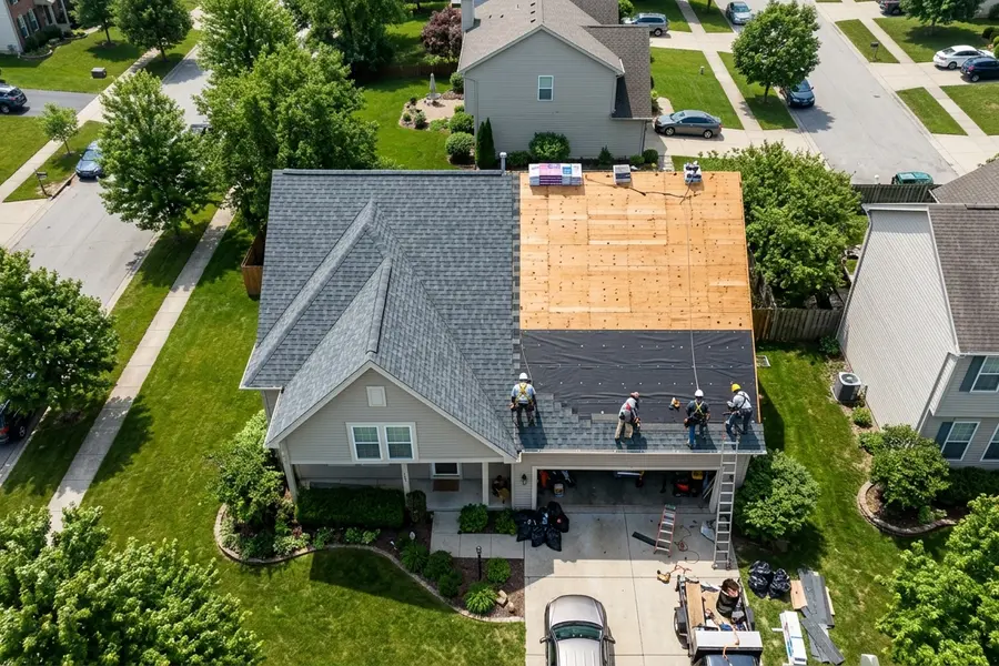Beardman Building Services roof replacement in progress in Longboat Key
